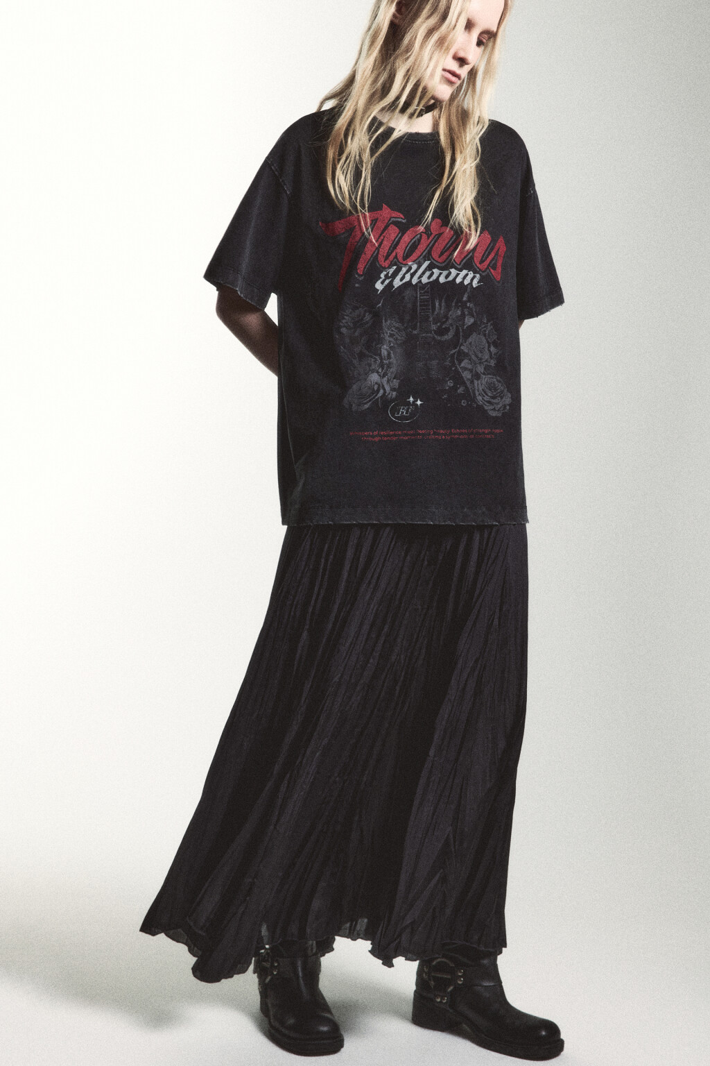 Юбка-трапеция макси из жатого сатина - цвет серый - 1