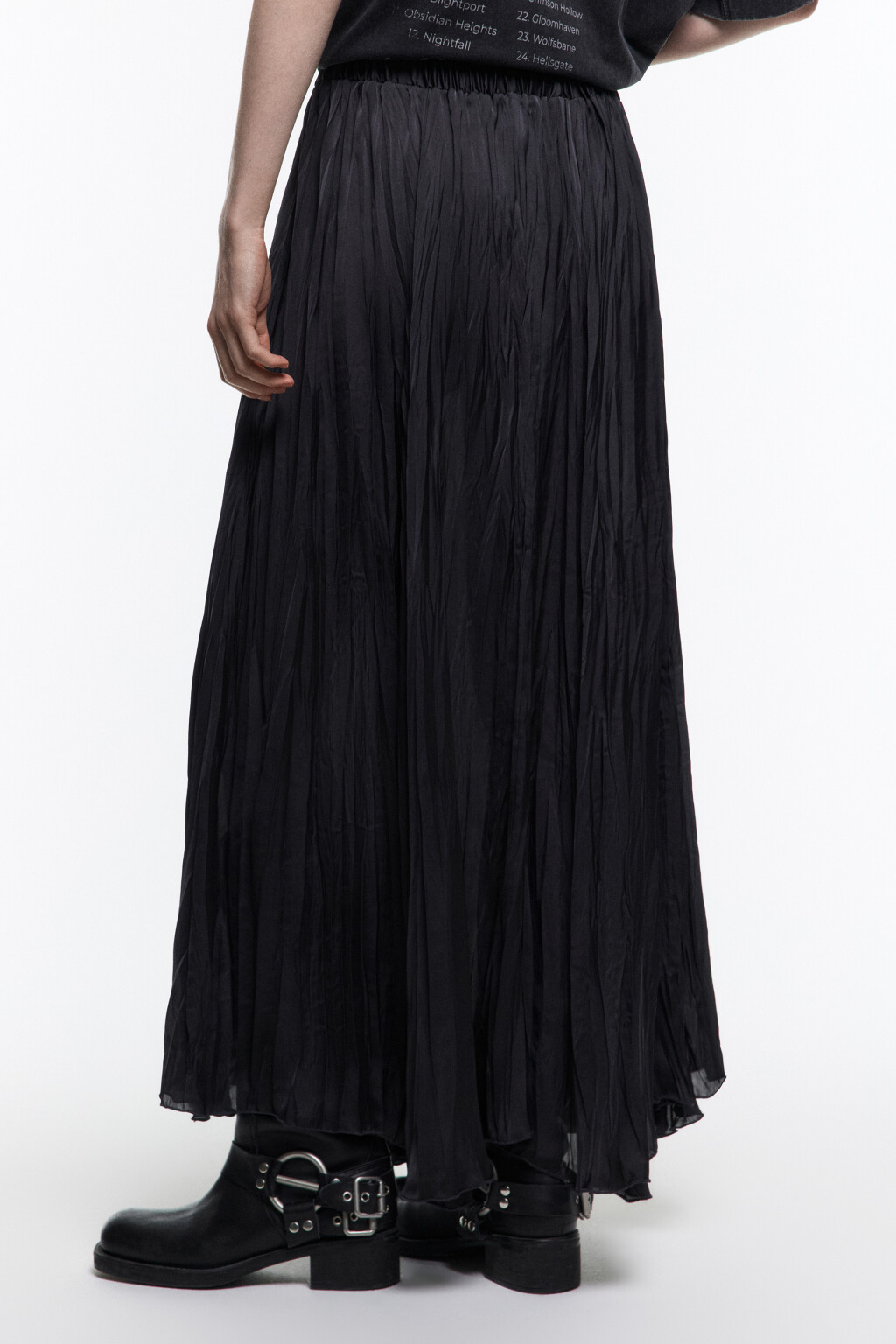 Юбка-трапеция макси из жатого сатина - цвет серый - 3