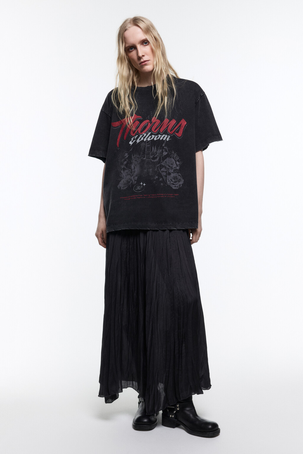 Юбка-трапеция макси из жатого сатина - цвет серый - 4