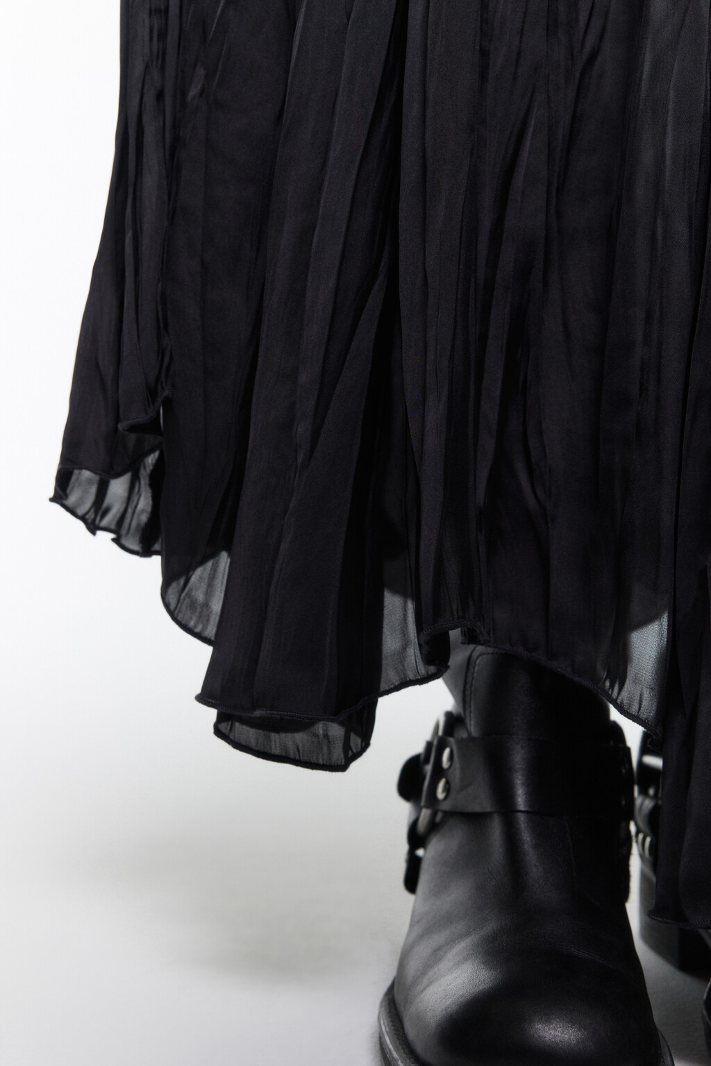 Юбка-трапеция макси из жатого сатина - цвет серый - 6