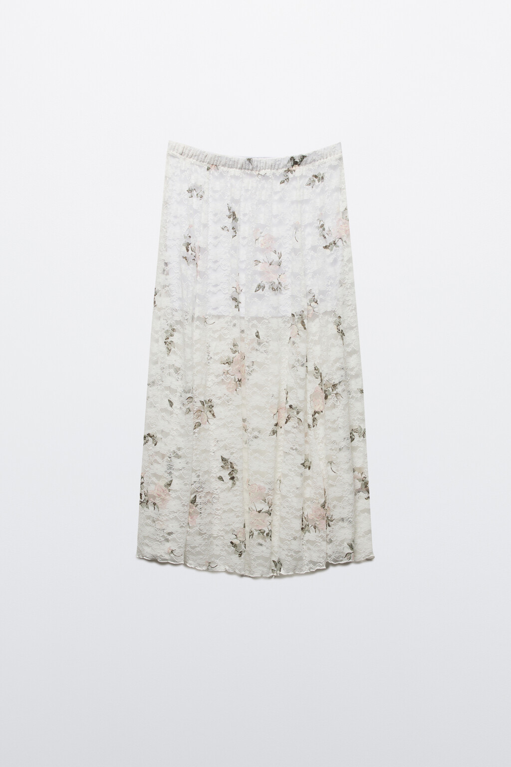 Юбка макси кружевная с цветочным принтом - цвет белый - 7