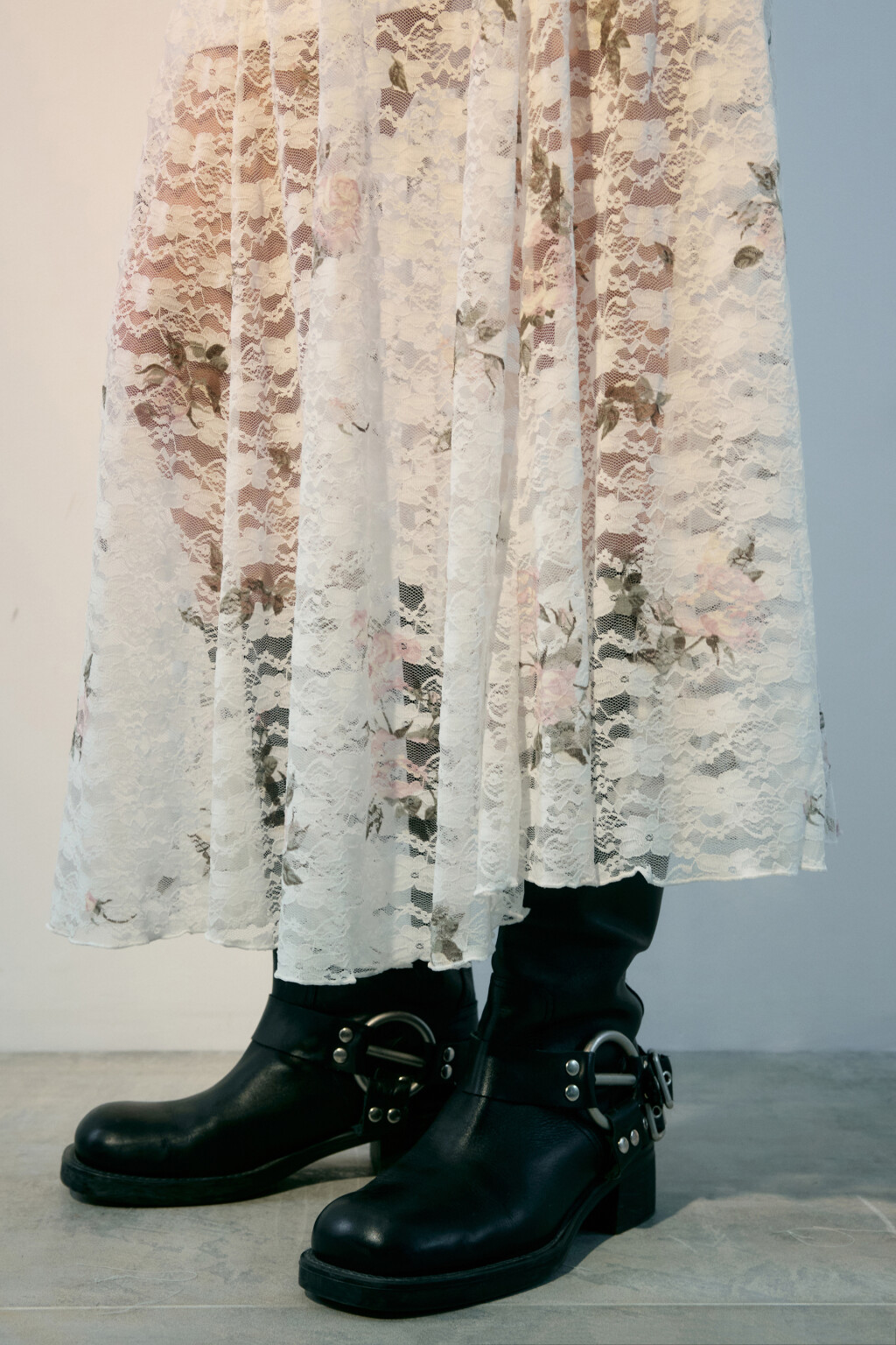 Юбка макси кружевная с цветочным принтом - цвет белый - 6