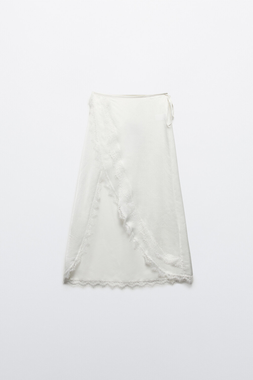 Юбка макси на завязках с кружевом - цвет молочный - 8