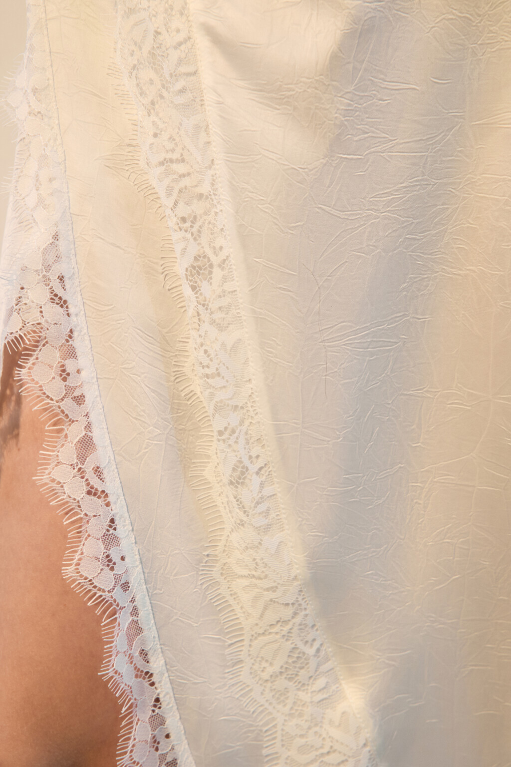 Юбка макси на завязках с кружевом - цвет молочный - 7