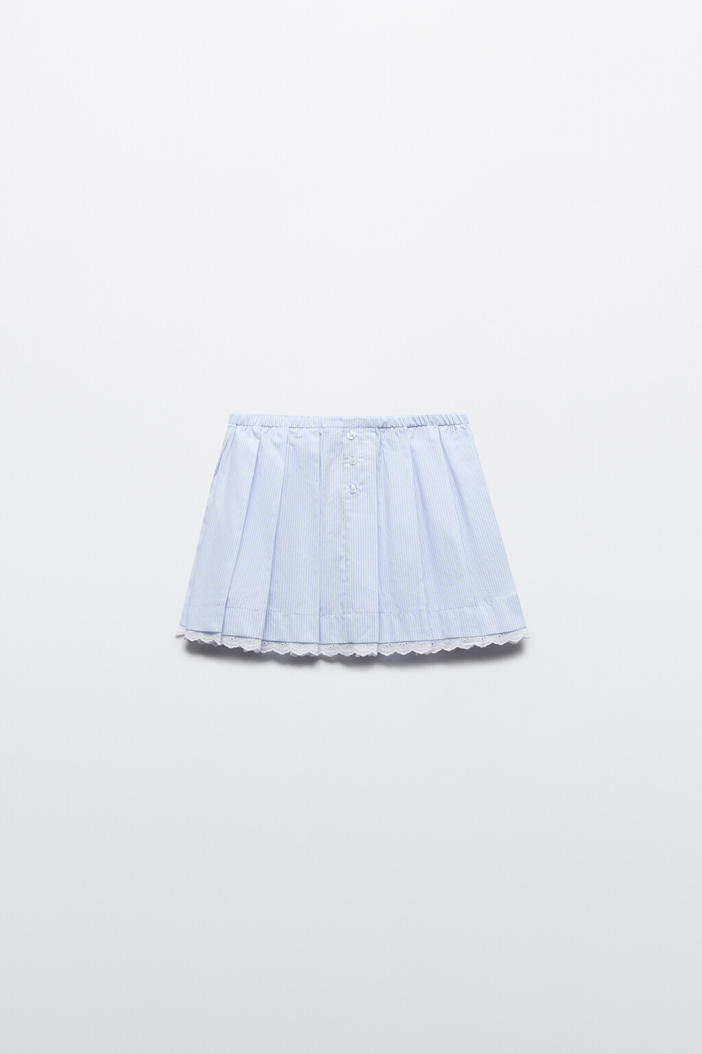 Юбка хлопковая плиссированная с кружевом - цвет голубой - 7