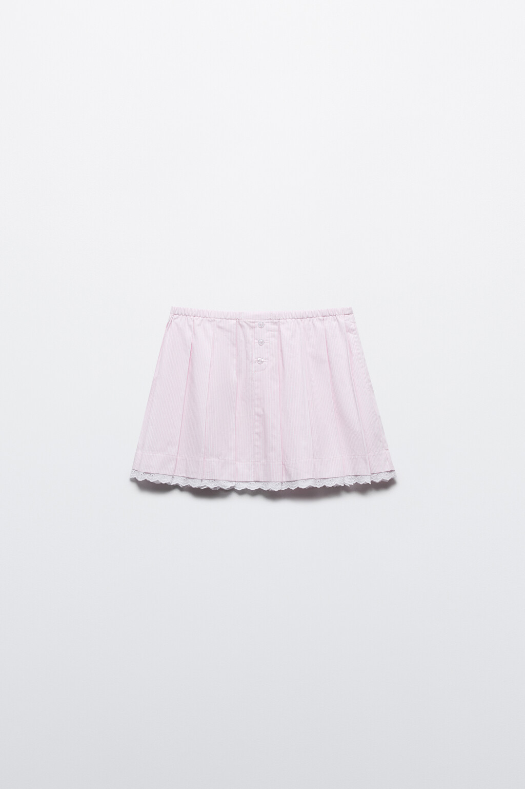 Юбка хлопковая плиссированная с кружевом - цвет розовый - 7