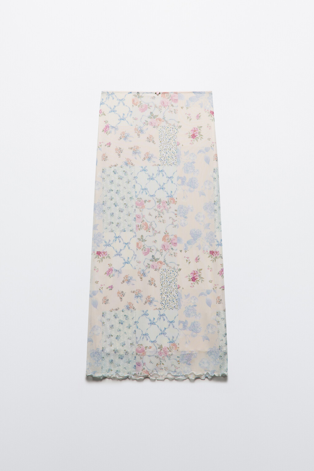 Юбка макси из сетки с принтом - цвет голубой - 7