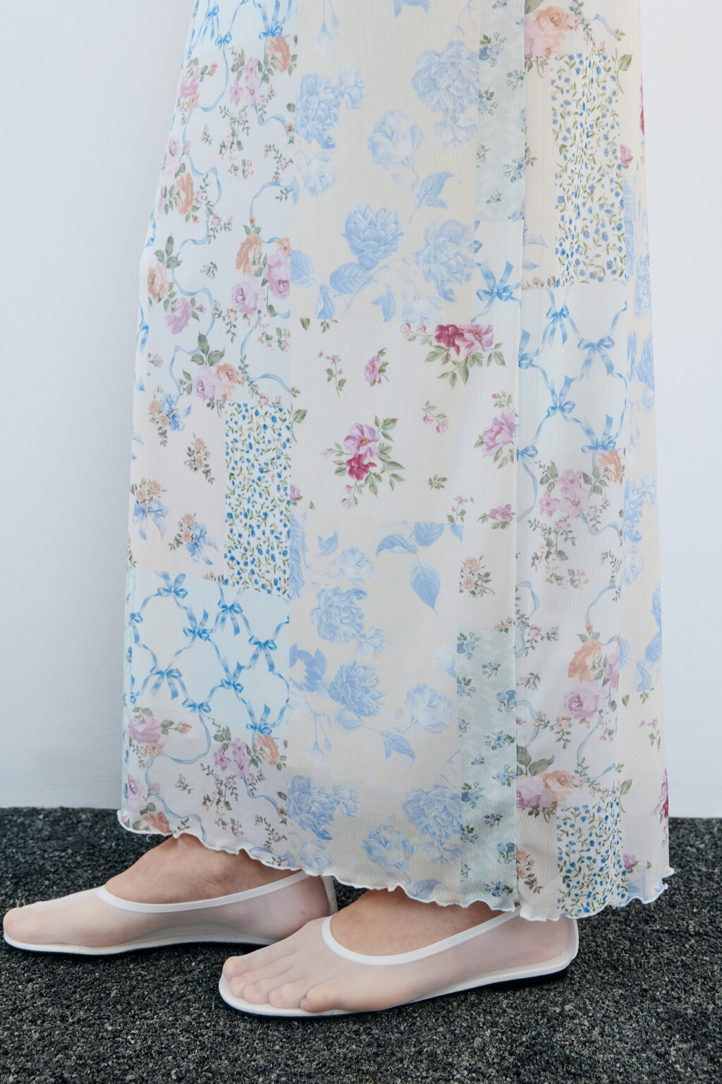 Юбка макси из сетки с принтом - цвет голубой - 6