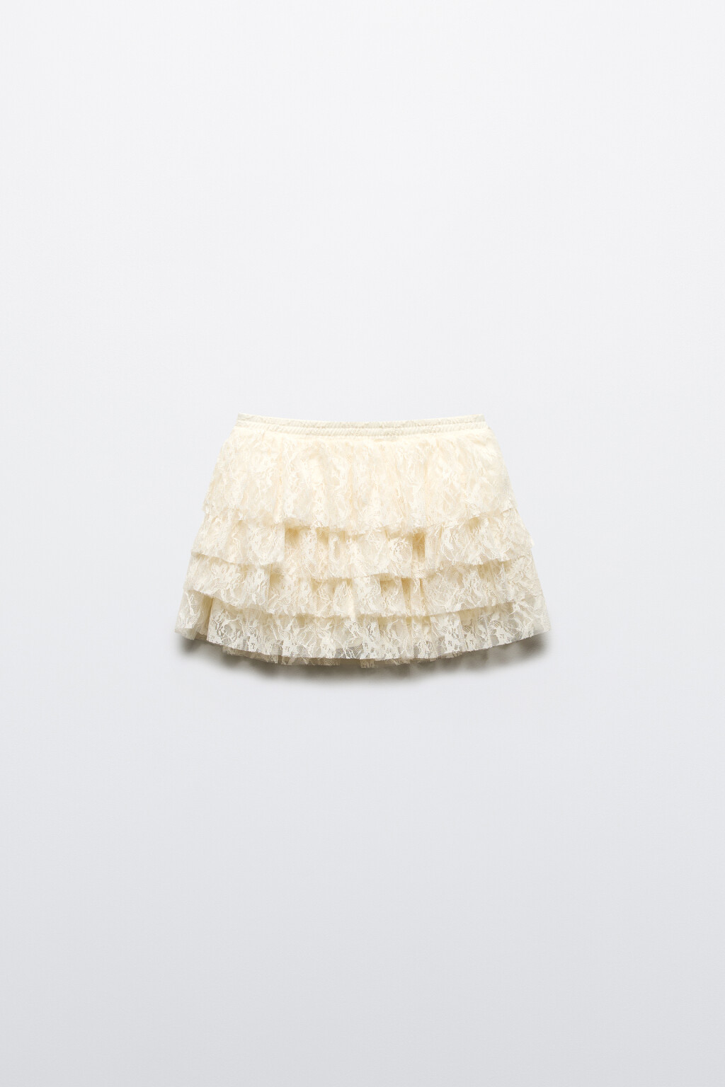 Юбка-шорты кружевная с воланами - цвет белый - 7