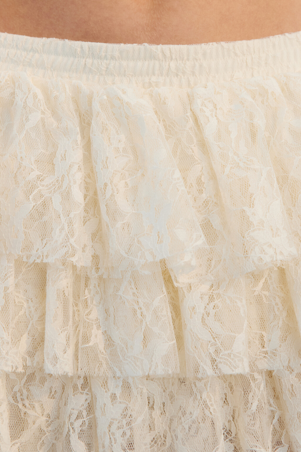 Юбка-шорты кружевная с воланами - цвет белый - 5
