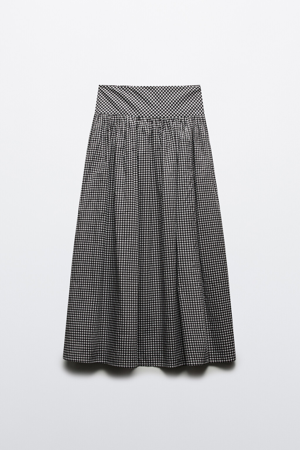 Юбка-трапеция хлопковая в клетку - цвет черный - 8