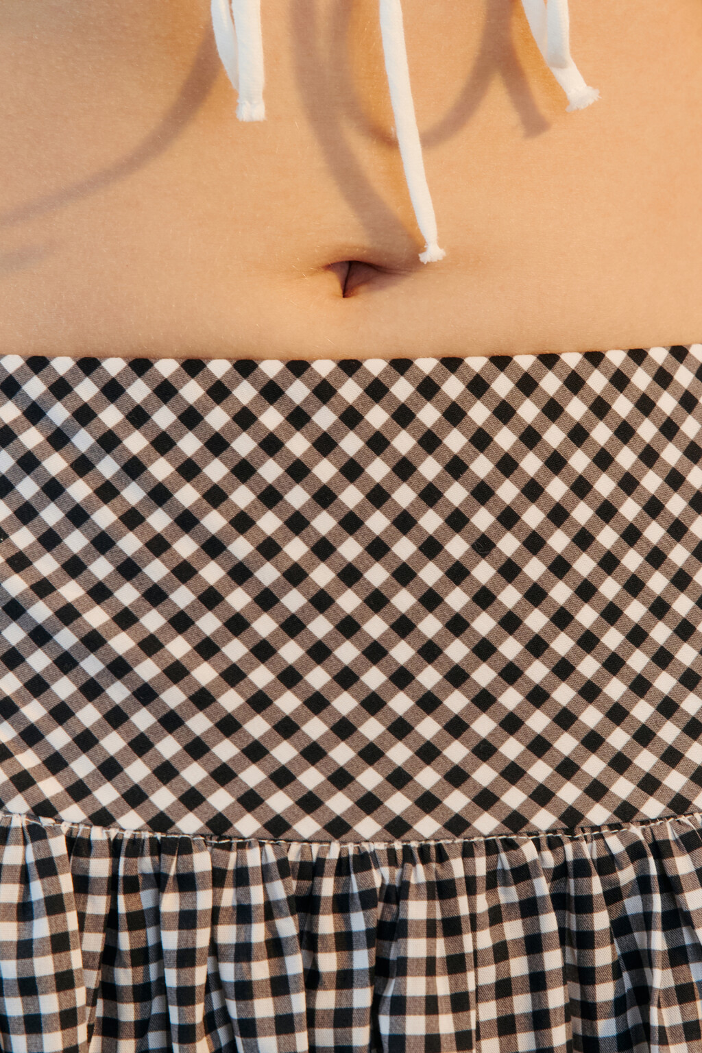 Юбка-трапеция хлопковая в клетку - цвет черный - 5