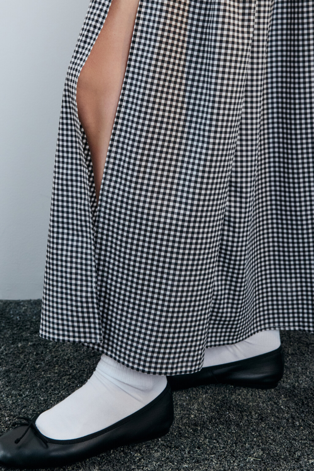 Юбка-трапеция хлопковая в клетку - цвет черный - 6