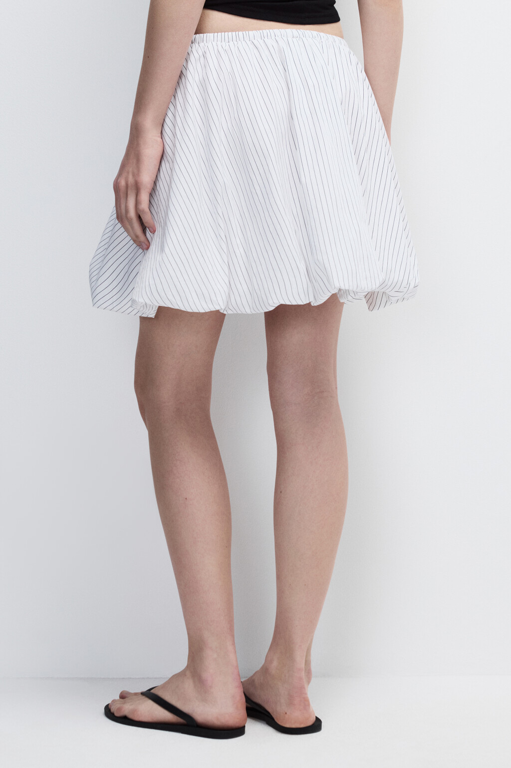 Юбка-баллон хлопковая в полоску - цвет белый - 3