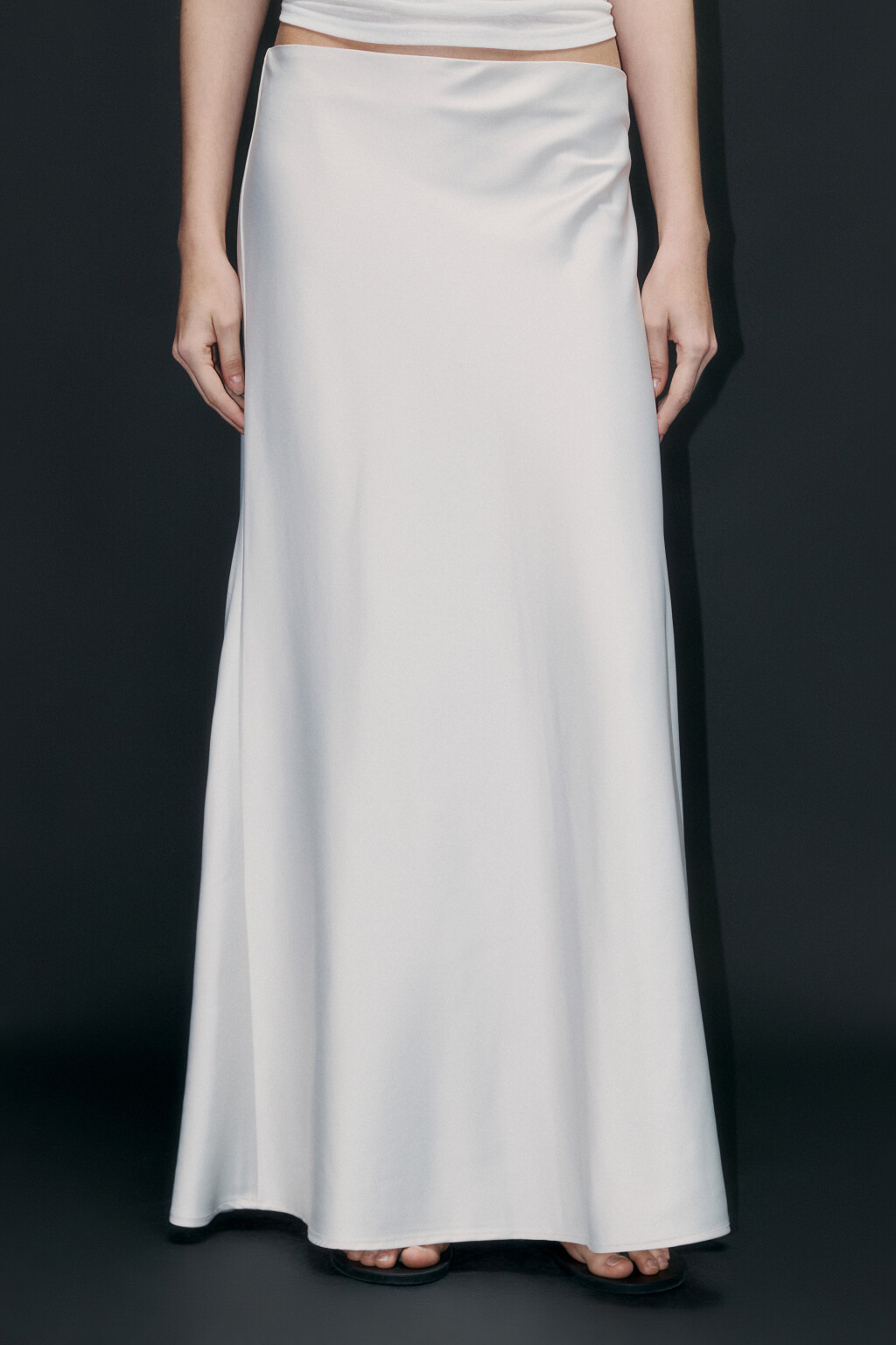 Юбка-годе макси с высокой посадкой - цвет белый - 2