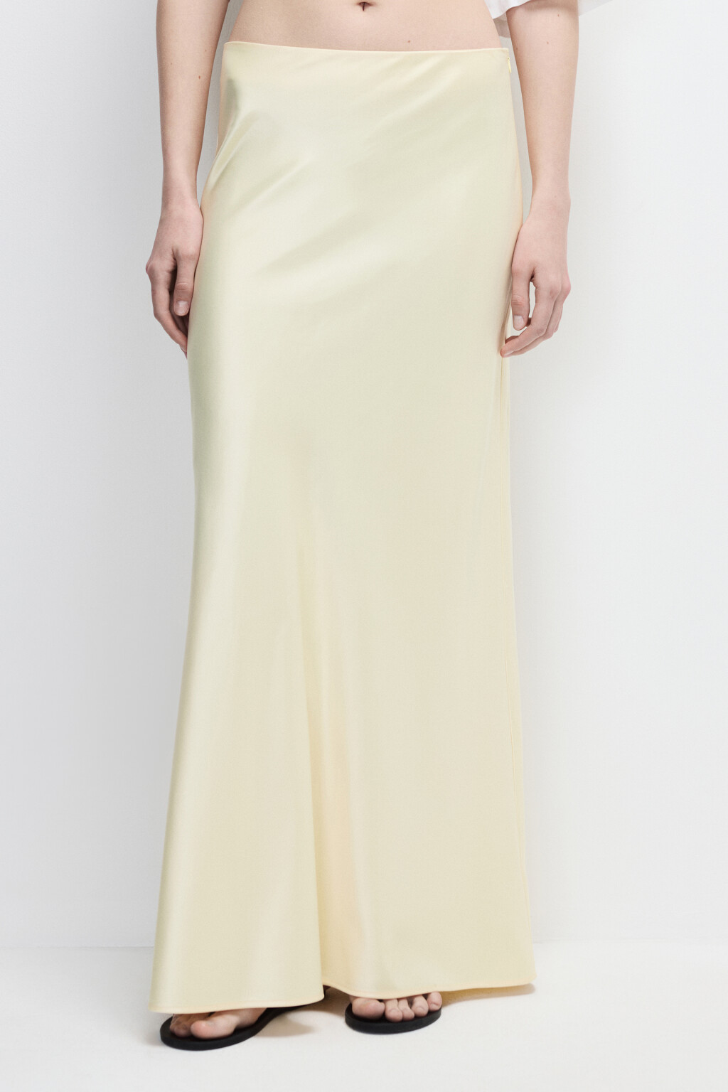 Юбка-годе макси атласная - цвет ванильный - 2
