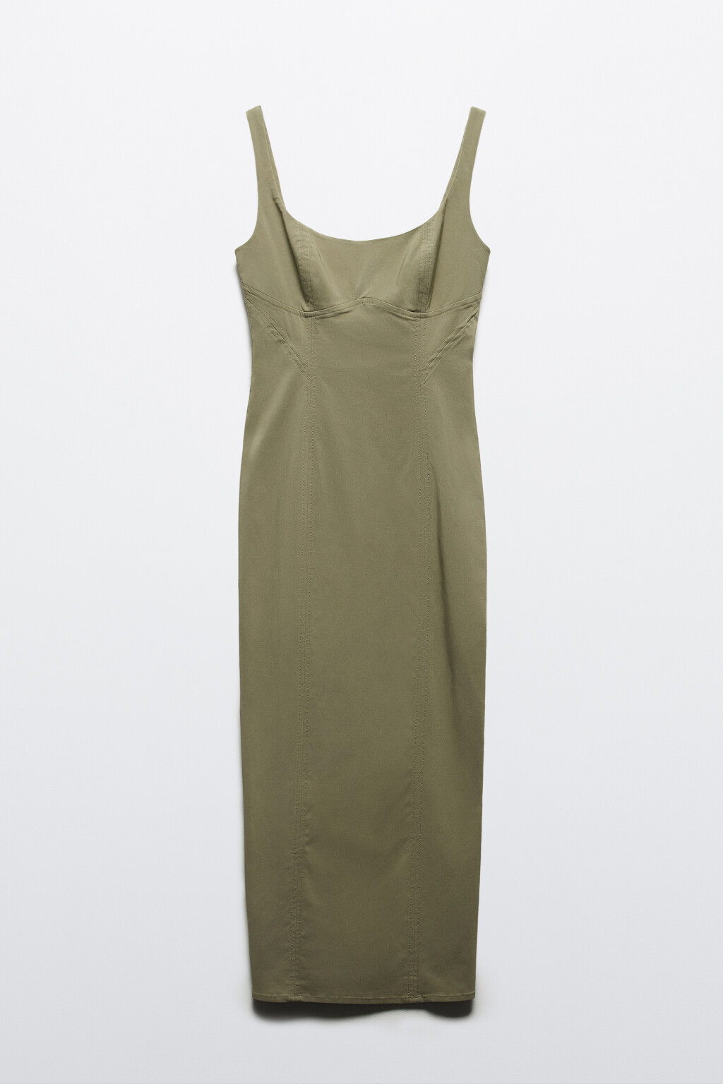 Платье миди облегающее с вырезом-каре - цвет зеленый - 7