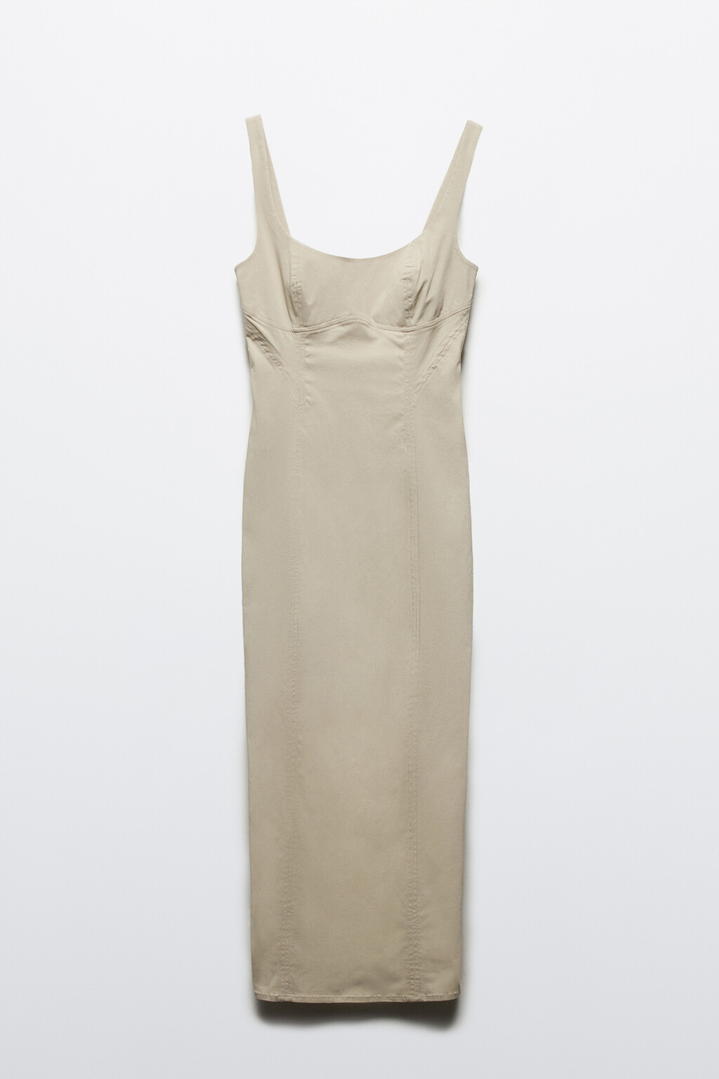 Платье миди облегающее с вырезом-каре - цвет бежевый - 7