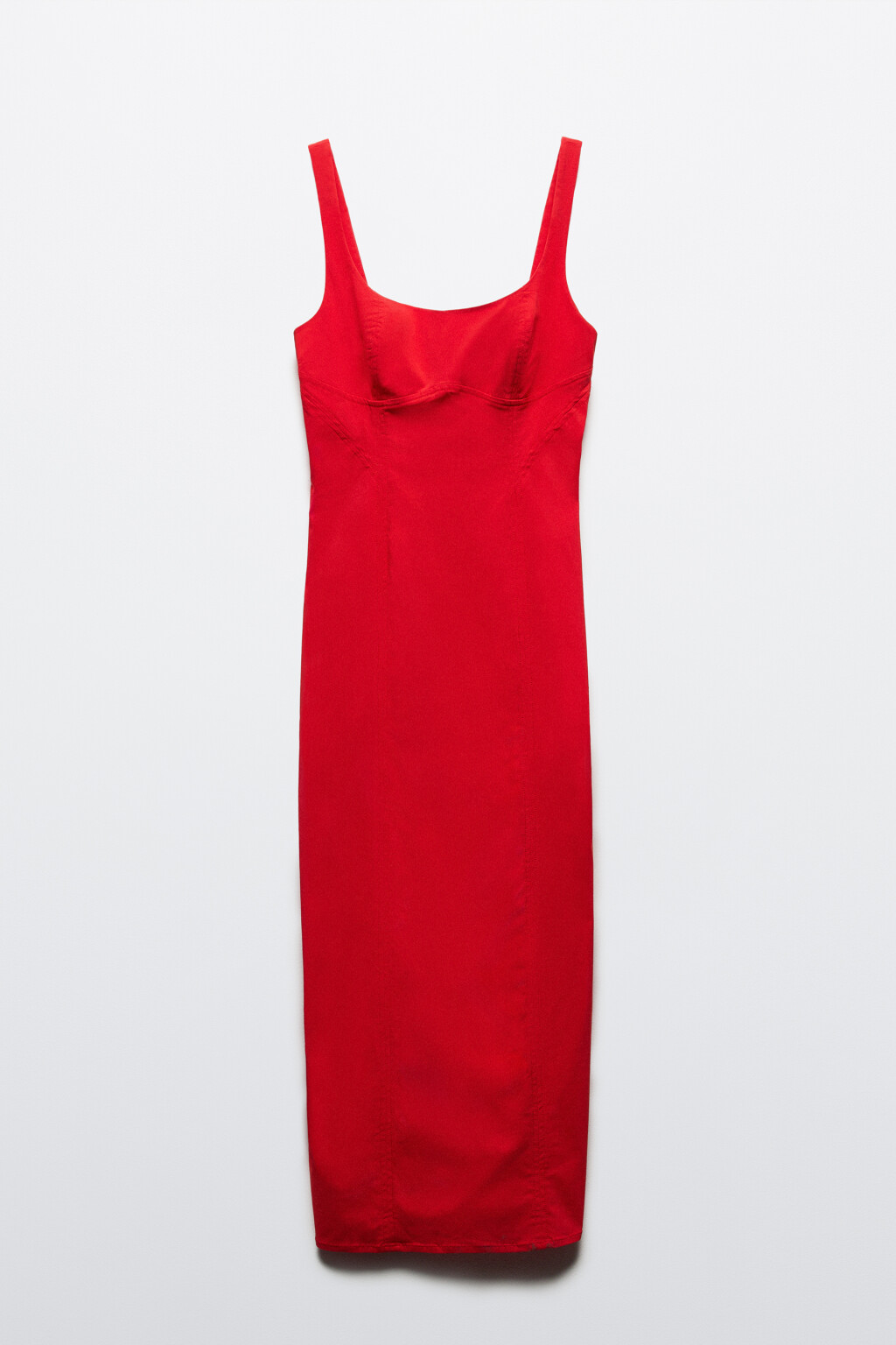 Платье миди облегающее с вырезом-каре - цвет красный - 7