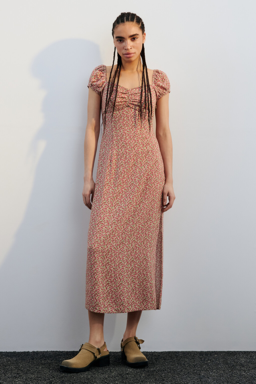 Платье миди вискозное с принтом - цвет мультиколор - 3