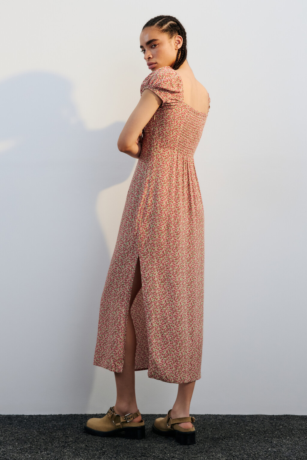 Платье миди вискозное с принтом - цвет мультиколор - 4