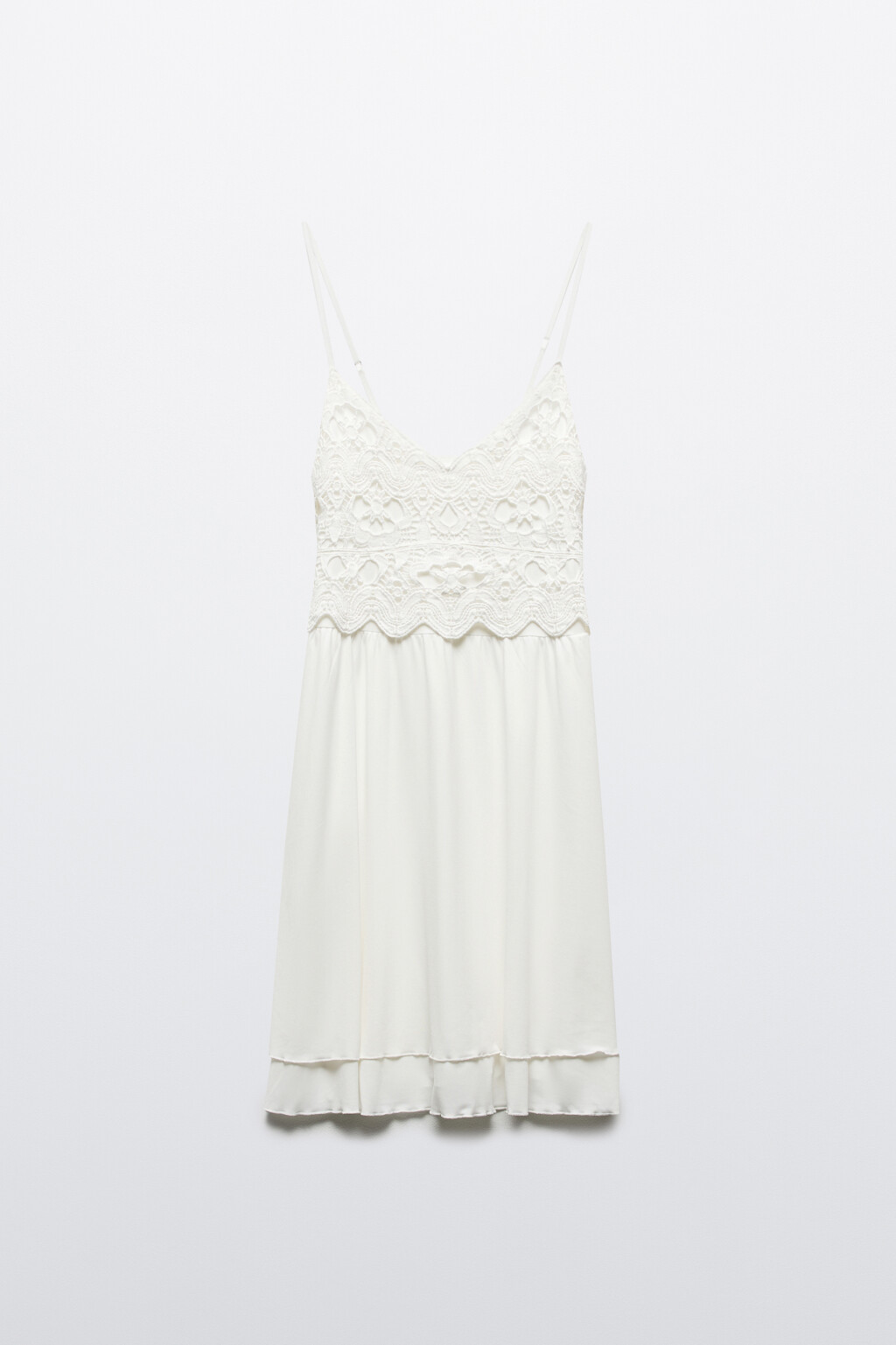 Платье-сарафан мини с кружевным лифом - цвет белый - 7