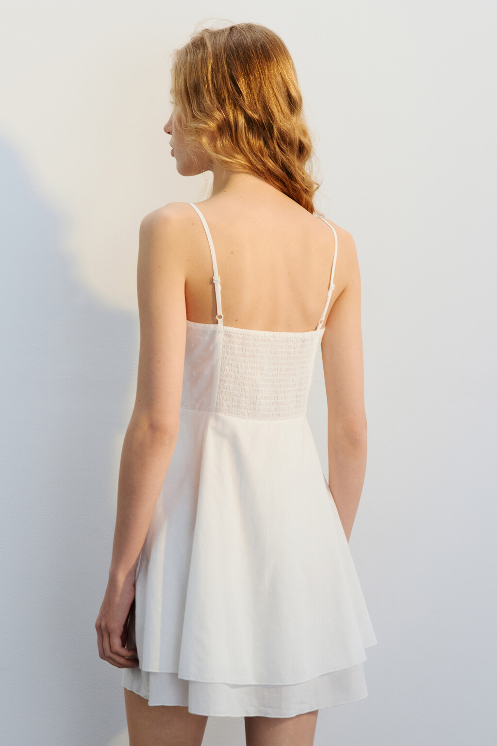 Платье-сарафан хлопковое с подкладкой - цвет белый - 4