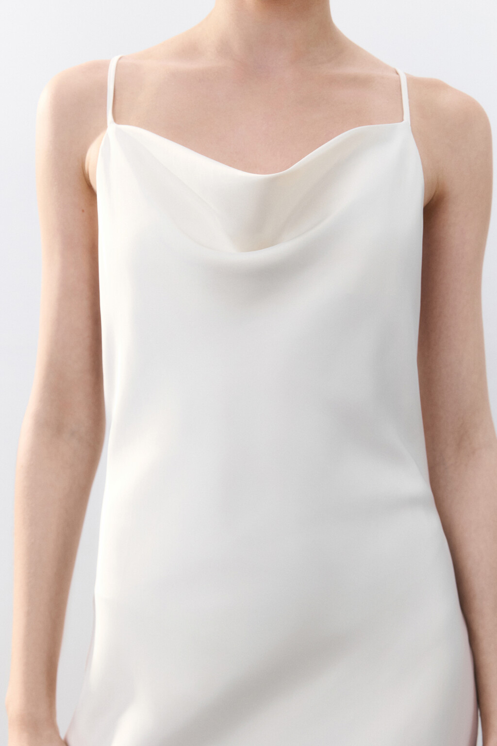 Платье-комбинация макси атласное - цвет ванильный - 6