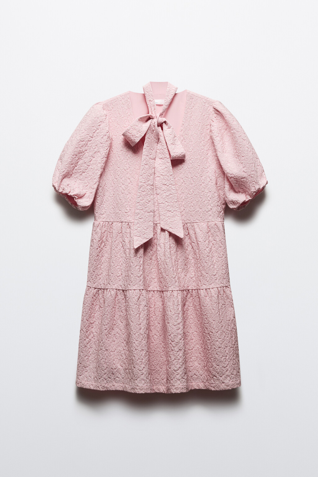 Платье бэби-долл с V-вырезом и бантом - цвет розовый - 8