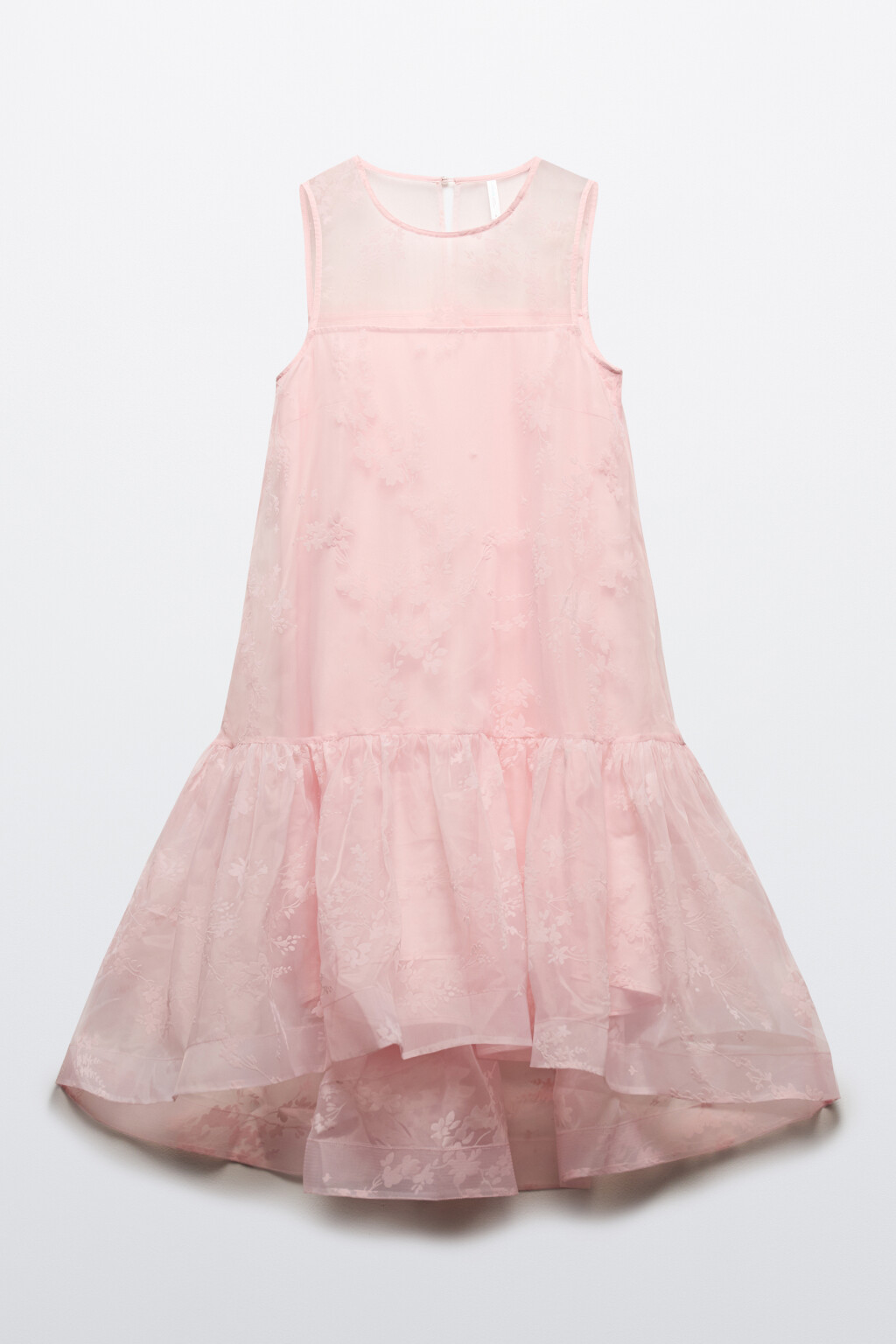 Платье-трапеция миди с узором и воланом - цвет розовый - 8