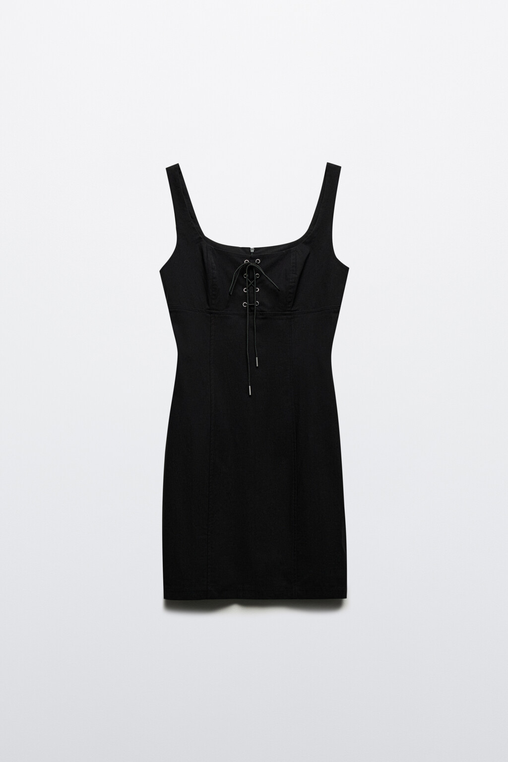 Платье-футляр мини облегающее со шнуровкой - цвет черный - 8