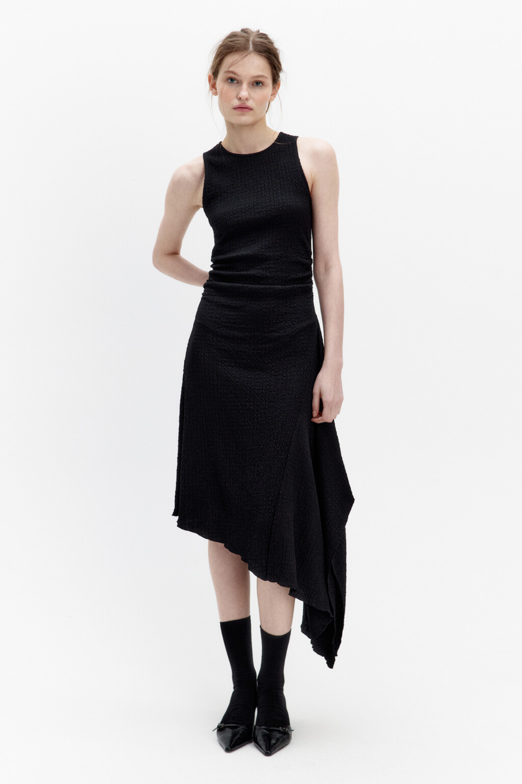 Платье-майка облегающее с асимметричным низом - цвет черный - 2