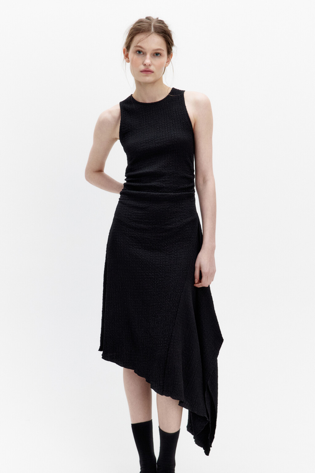 Платье-майка облегающее с асимметричным низом - цвет черный - 8