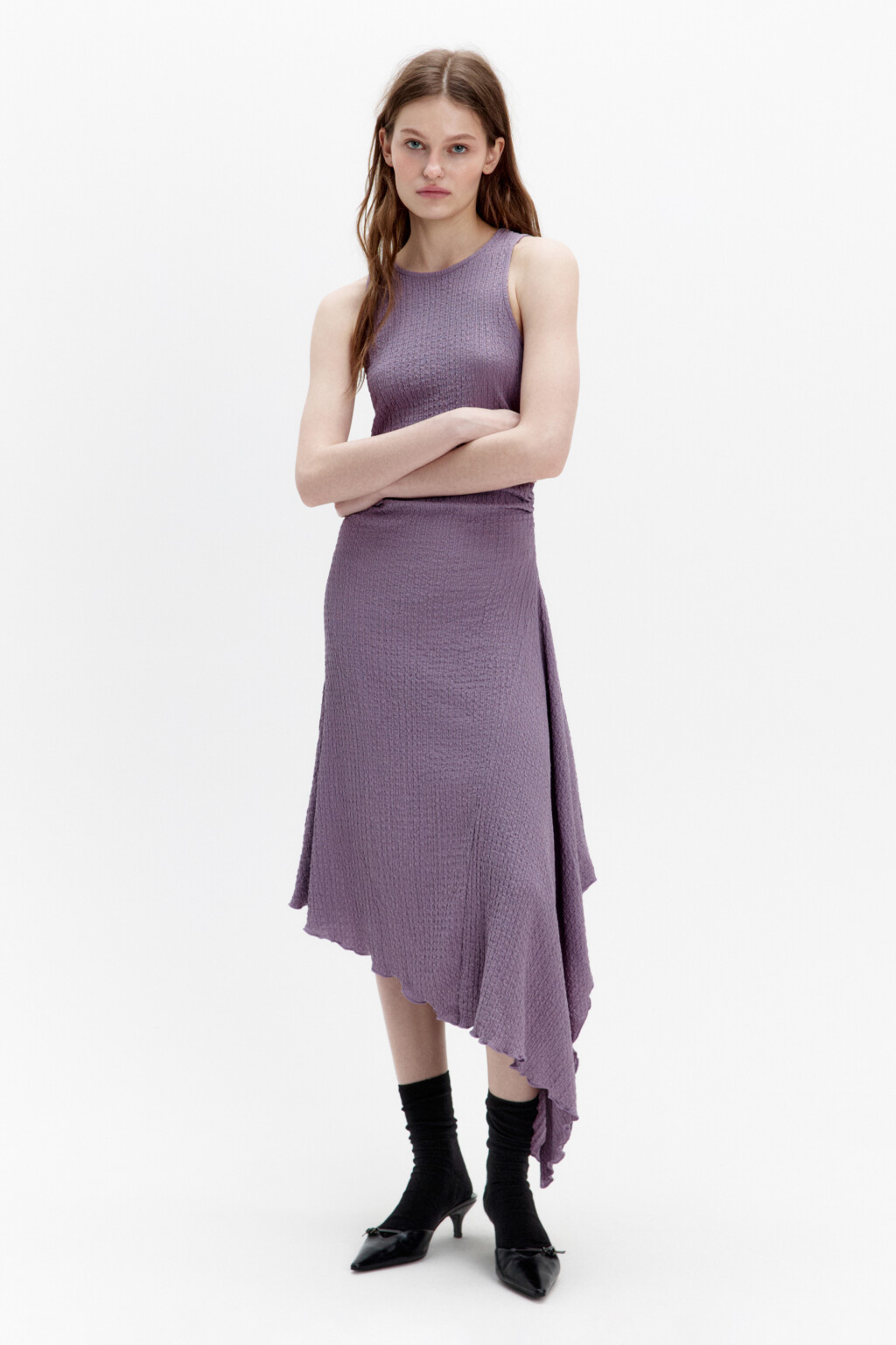 Платье-майка облегающее с асимметричным низом - цвет сиреневый - 4