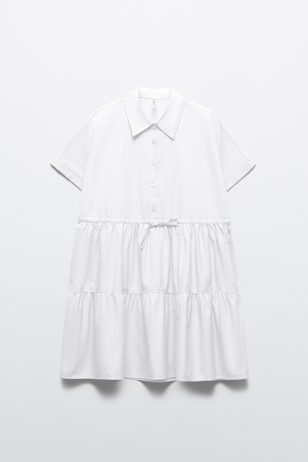 Платье-рубашка мини с короткими рукавами - цвет белый - 7