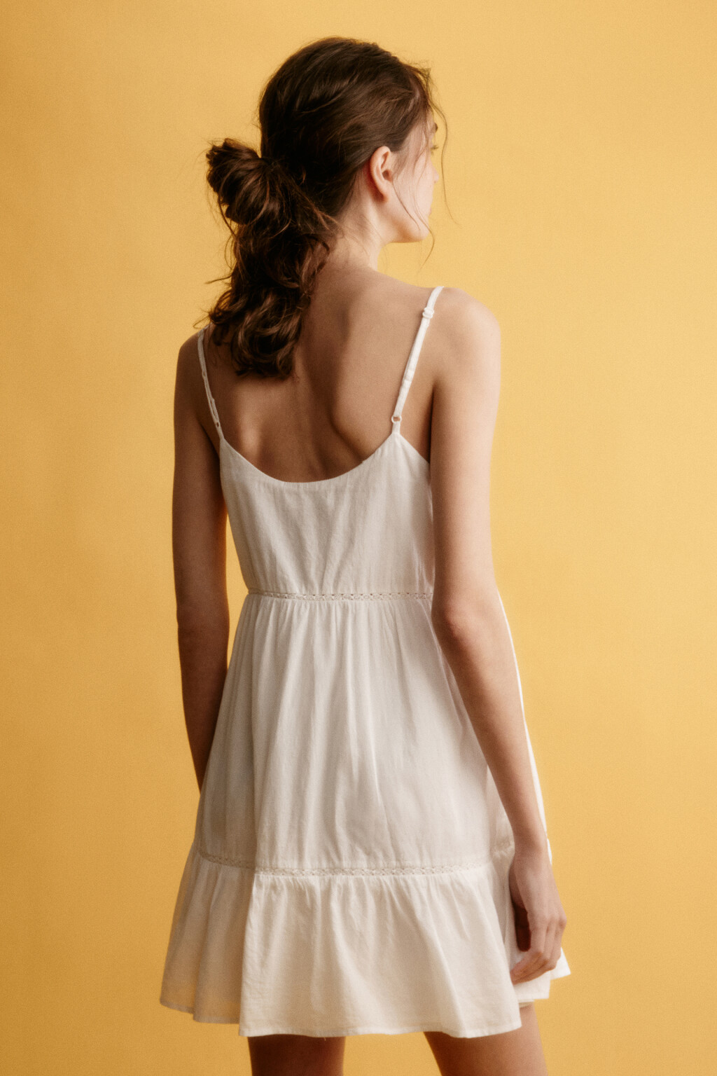 Сарафан хлопковый на тонких бретельках - цвет белый - 4