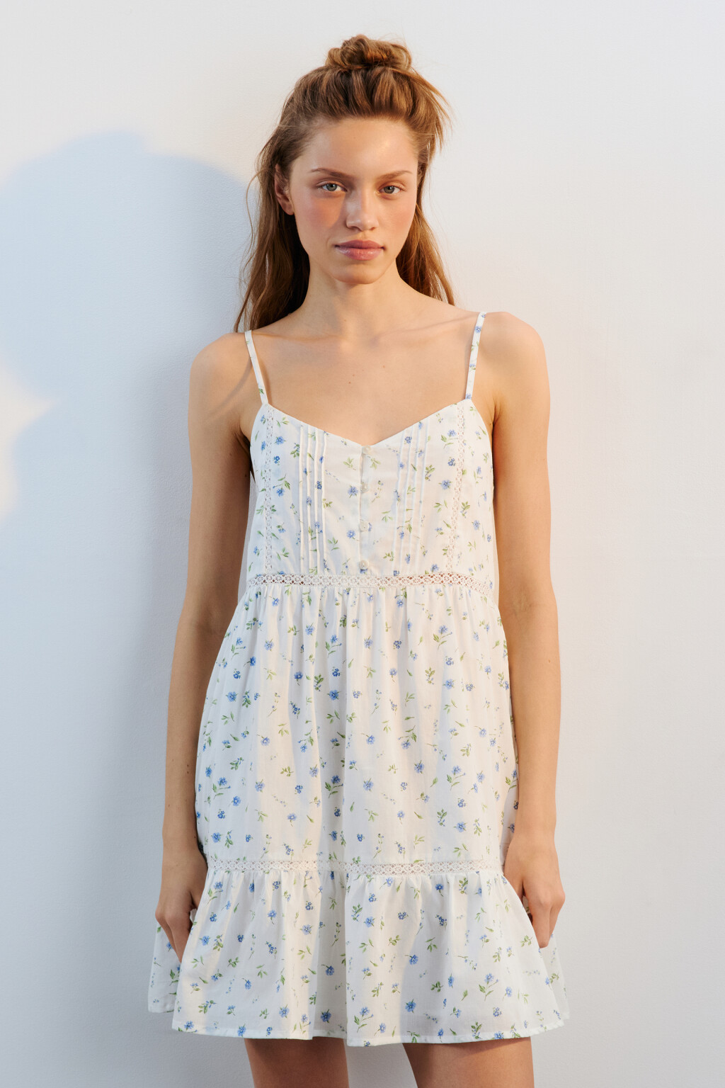 Сарафан хлопковый на тонких бретельках - цвет белый - 2