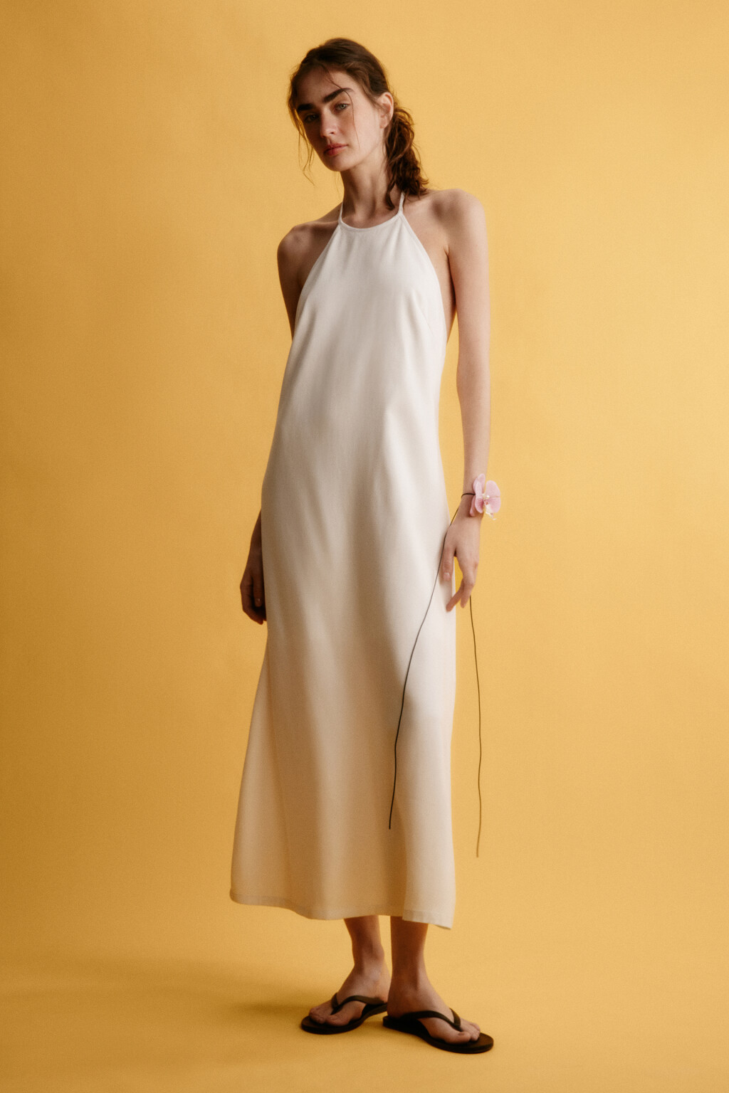 Сарафан миди с завязками на шее - цвет белый - 3