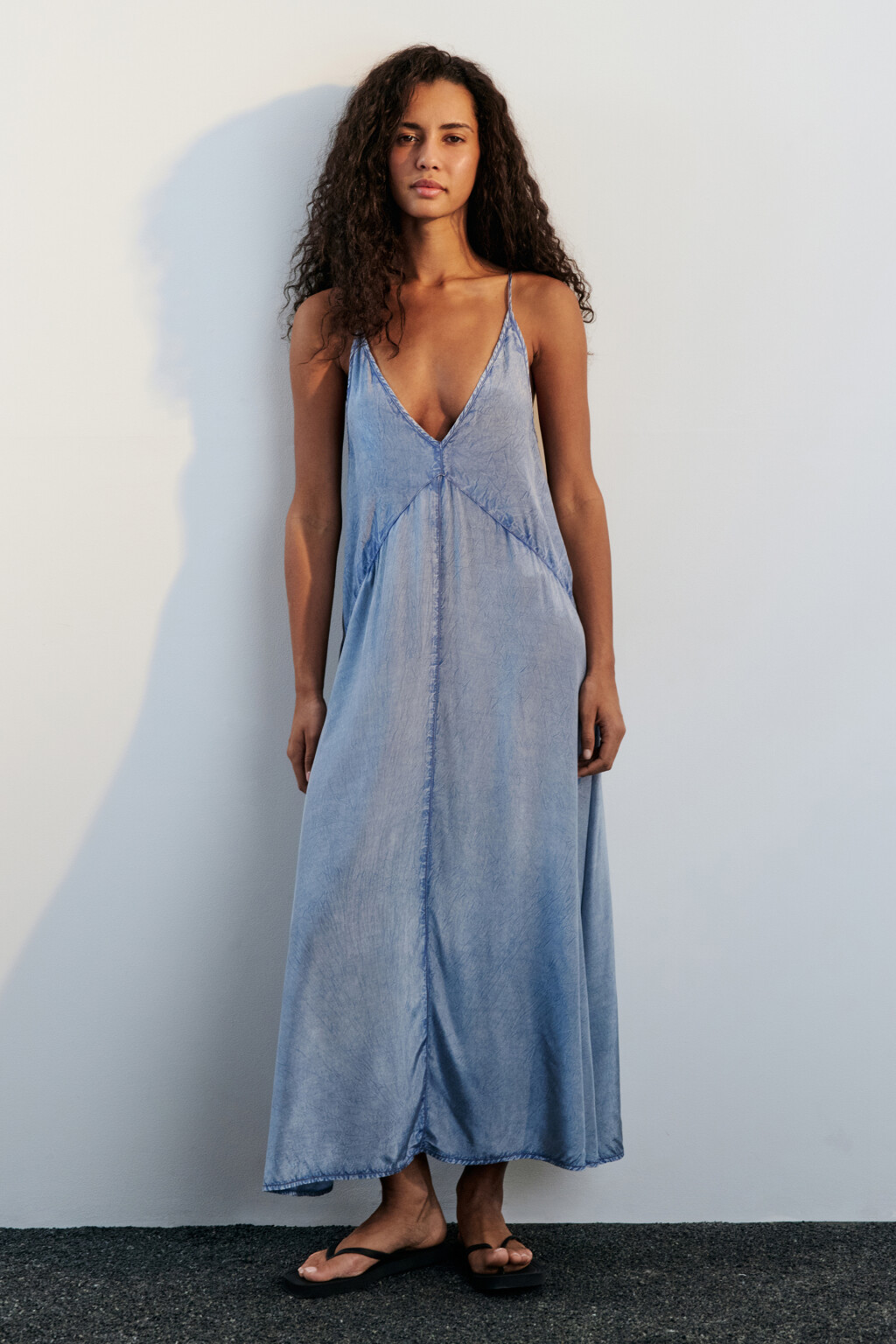 Сарафан миди вискозный с вареным эффектом - цвет сиреневый - 2