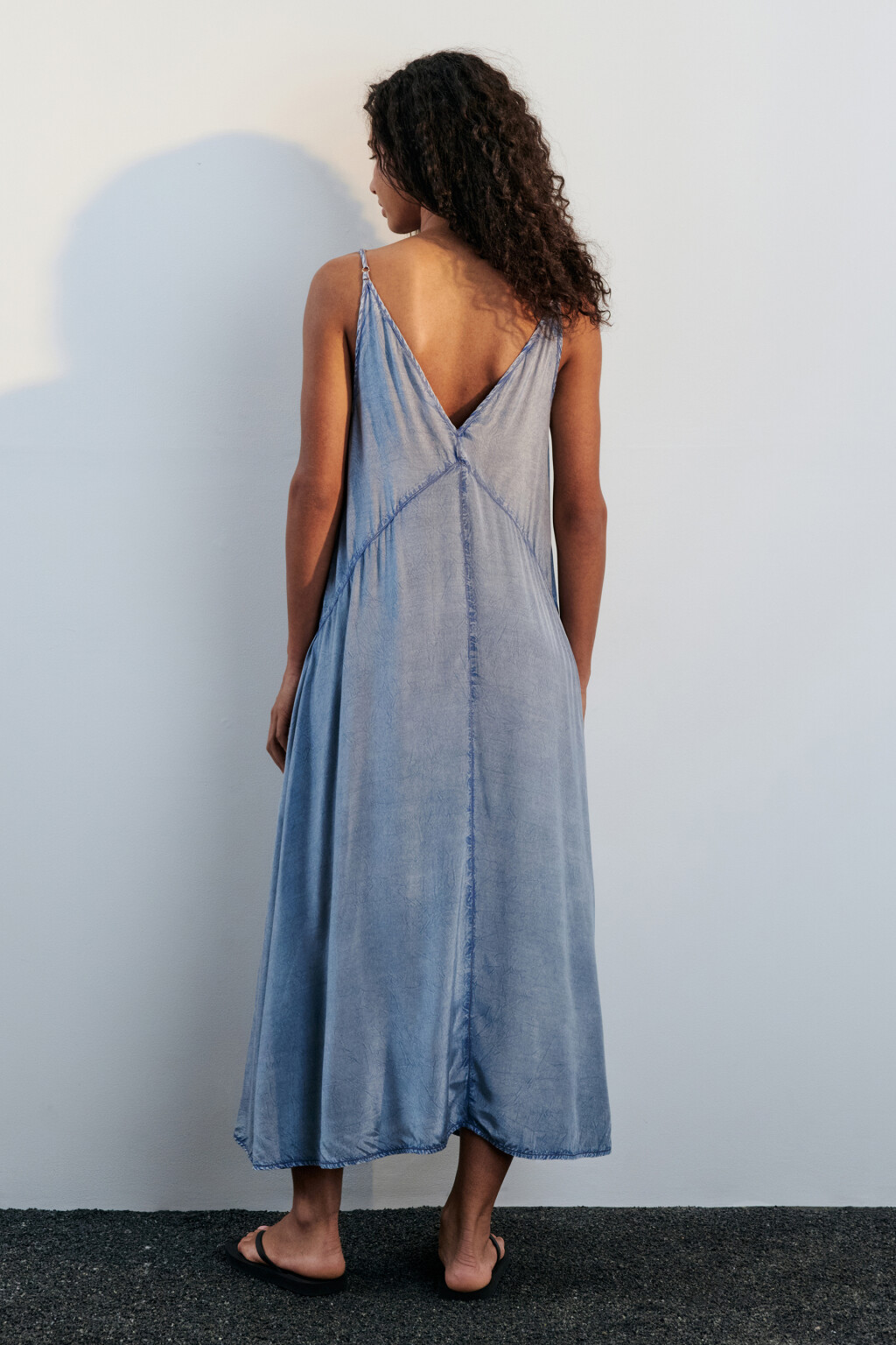 Сарафан миди вискозный с вареным эффектом - цвет сиреневый - 3