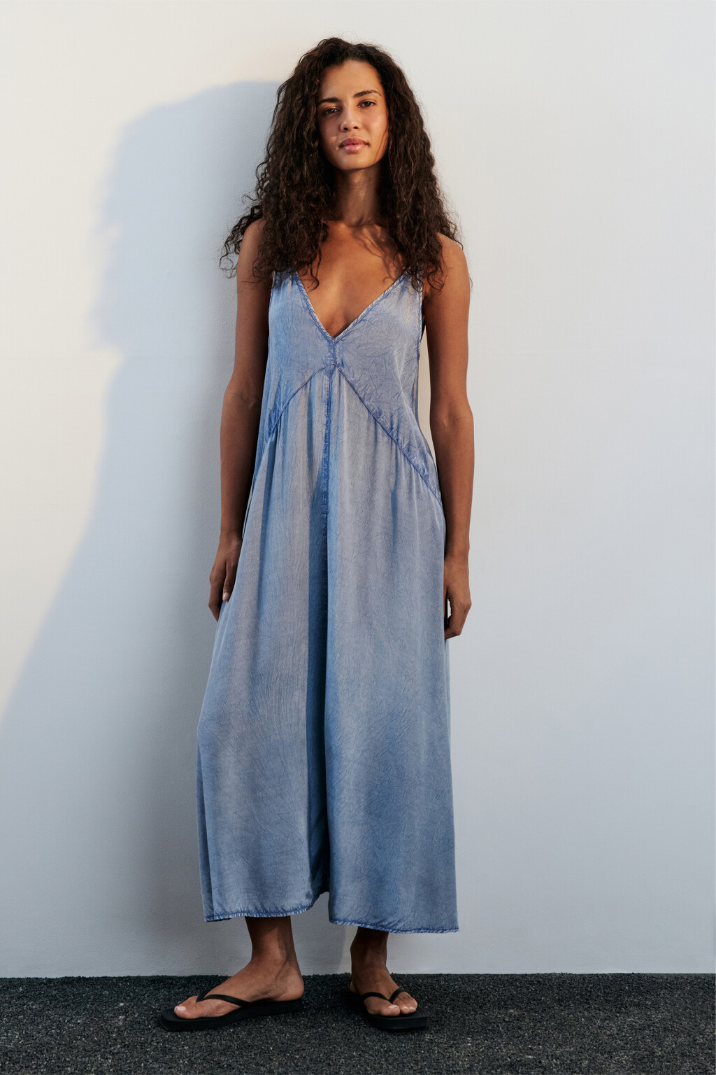 Сарафан миди вискозный с вареным эффектом - цвет сиреневый - 4