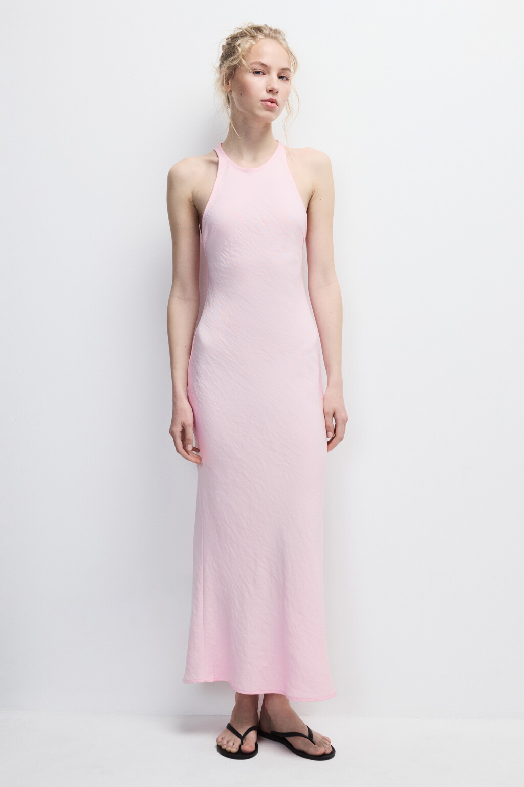 Платье миди облегающее из вискозы - цвет розовый - 4