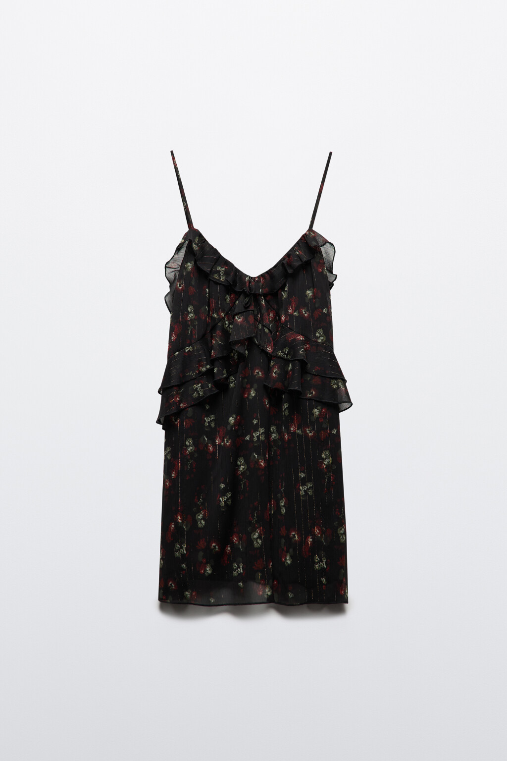 Платье мини на бретельках с воланами - цвет черный - 9