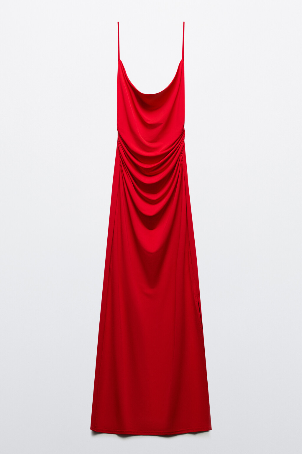 Платье миди облегающее на тонких бретелях - цвет красный - 8