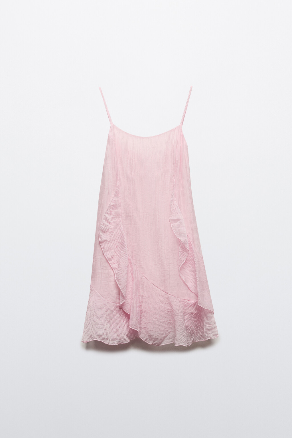 Платье мини шифоновое с воланами - цвет розовый - 8