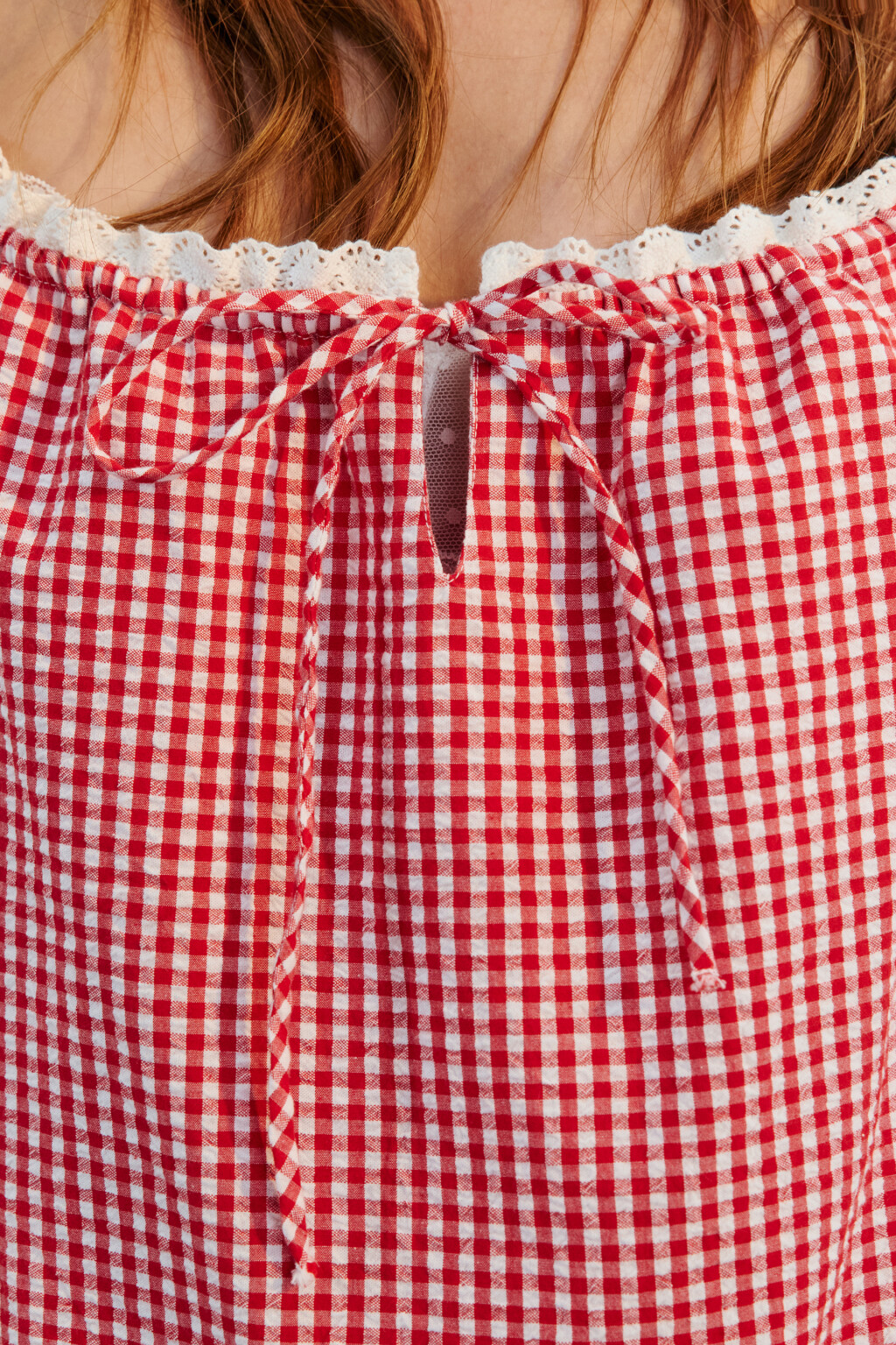 Сарафан мини хлопковый в клетку - цвет красный - 6
