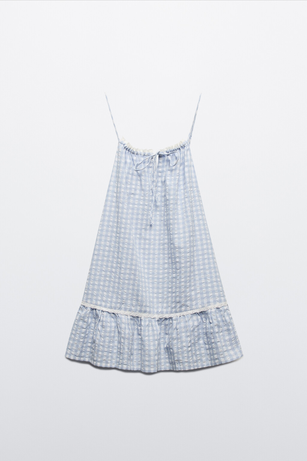 Сарафан мини хлопковый в клетку - цвет голубой - 7