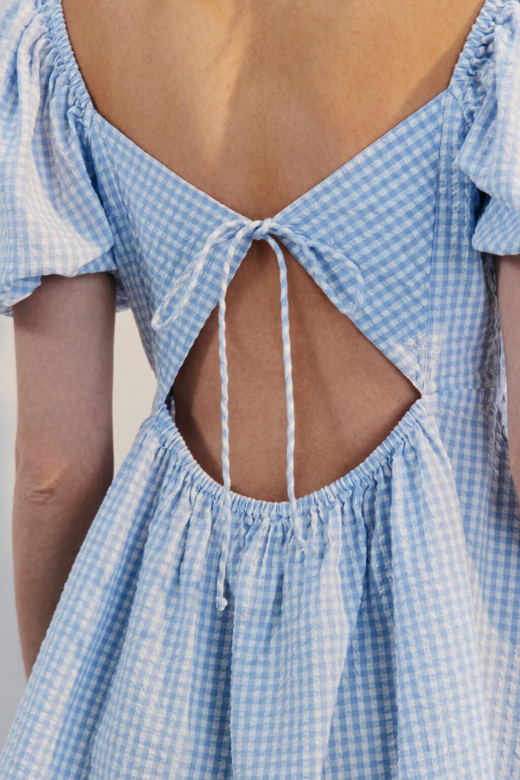 Платье мини приталенное из муслина - цвет голубой - 5