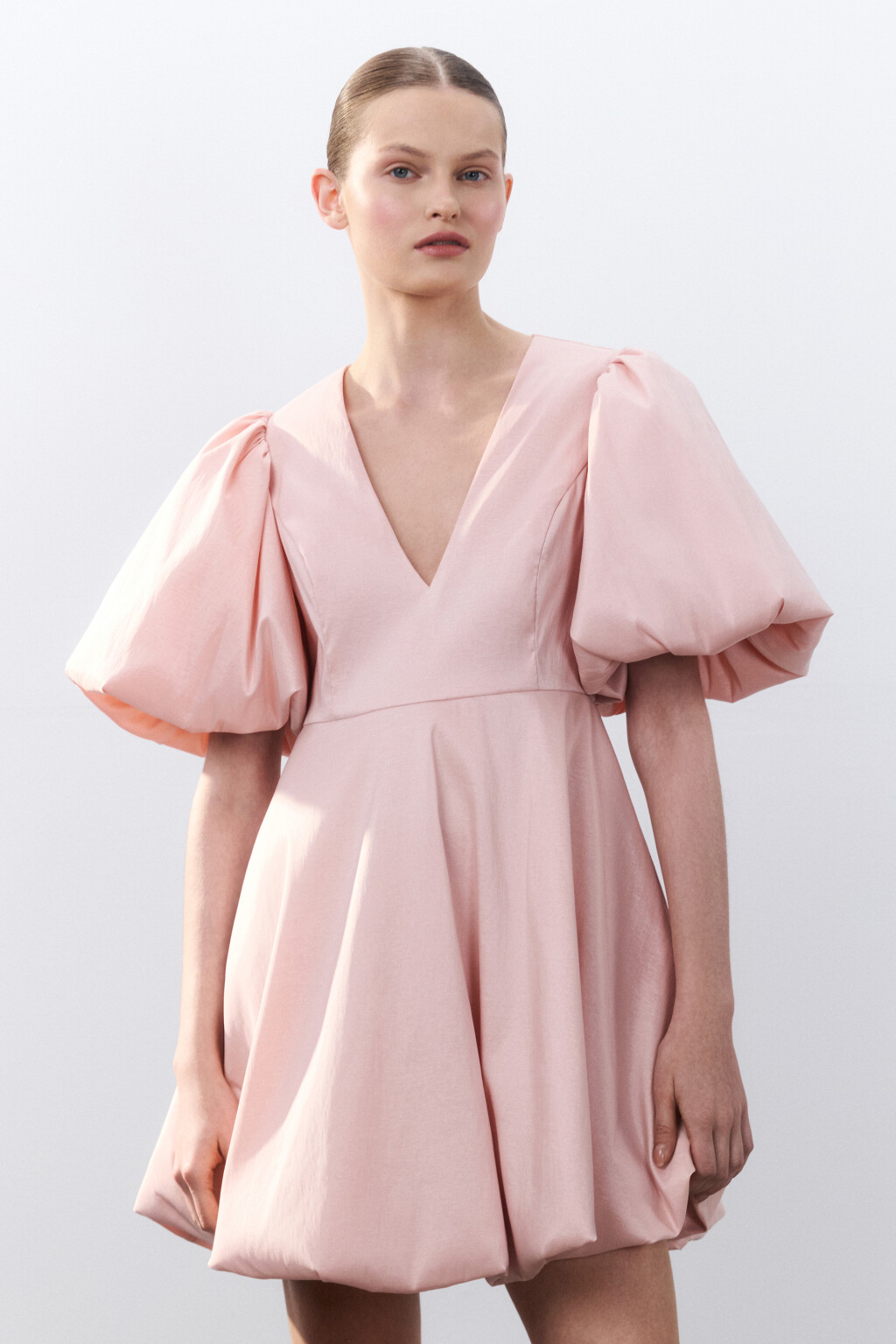 Платье бэби-долл с пышными рукавами и юбкой - цвет оранжевый - 2