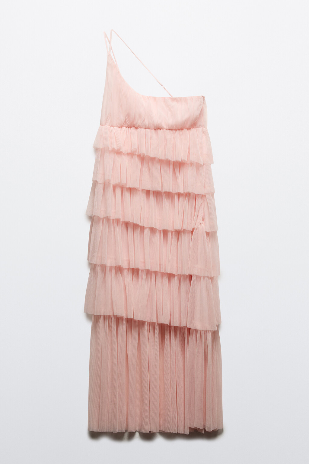 Платье миди многоярусное из сетки - цвет розовый - 12